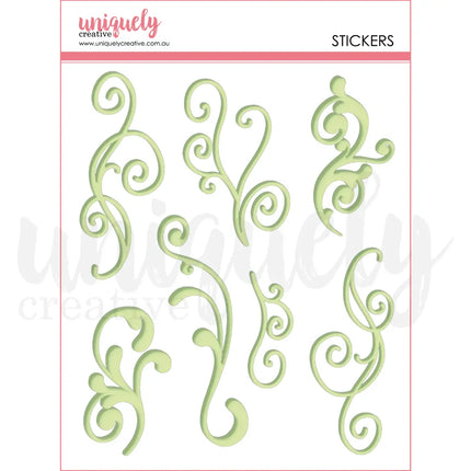 Uniquely Creative - Green Flourish Puffy Stickers