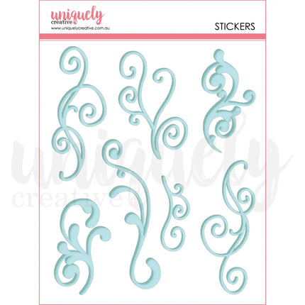Uniquely Creative - Blue Flourish Puffy Stickers