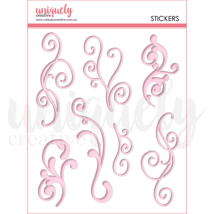 Uniquely Creative - Pink Flourish Puffy Stickers