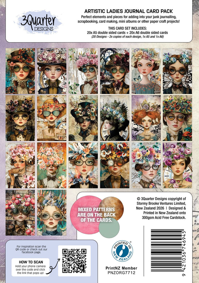 3Quarter Designs - Artistic Ladies Art/Junk Journal Card Pack