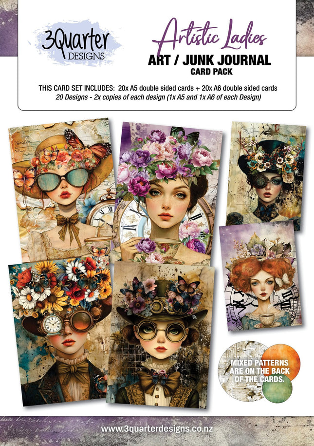 3Quarter Designs - Artistic Ladies Art/Junk Journal Card Pack