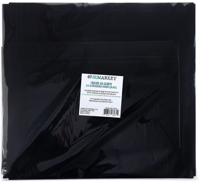 49 and Market - Create-An-Album Foundation Inserts 12"X12" - Black