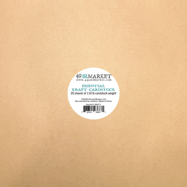 49 and Market - Essential Cardstock 12"X12" 20/Pkg - Kraft