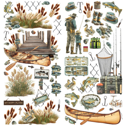 49 and Market - Camping Memories - Laser Cut Fishing Elements