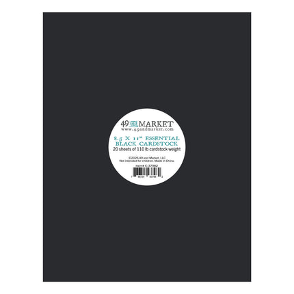 49 and Market - Essential Cardstock 8.5"X11" 20/Pkg - Black