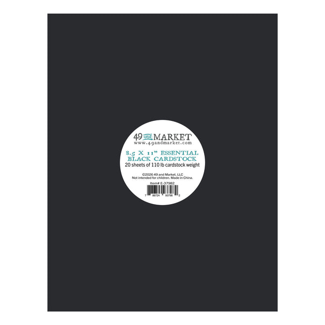 49 and Market - Essential Cardstock 8.5"X11" 20/Pkg - Black
