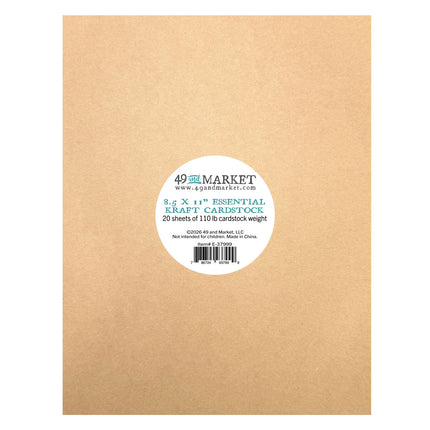 49 and Market - Essential Cardstock 8.5"X11" 20/Pkg - Kraft
