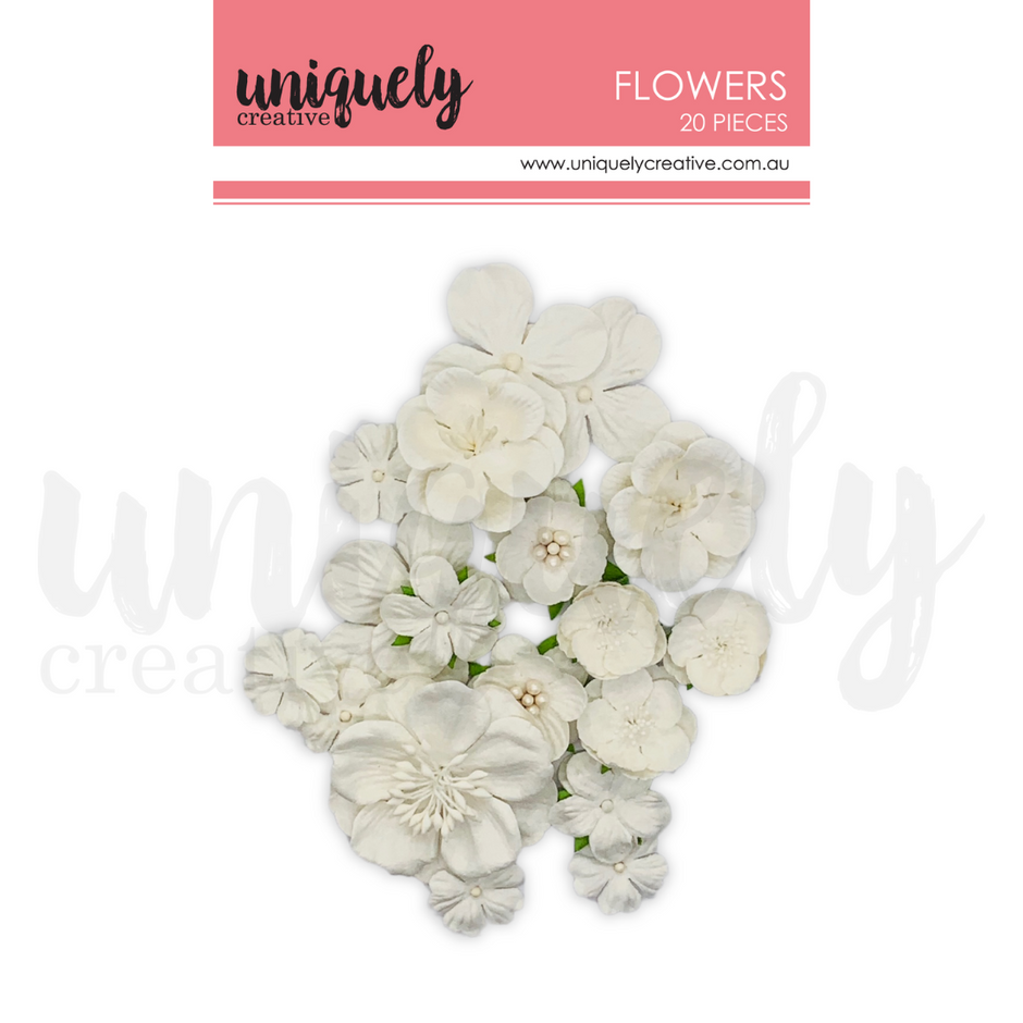 Uniquely Creative - Flowers - White – Papermaze Scrapbooking Supplies