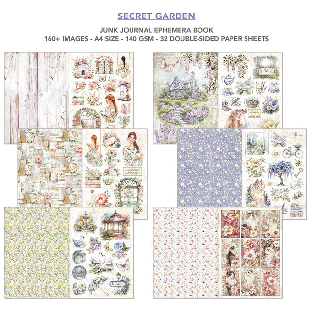 Ciao Bella - Secret Garden A4 Junk Journal & Ephemera Book 32/Pkg