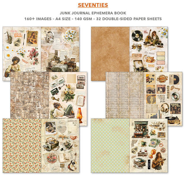 Ciao Bella - Seventies A4 Junk Journal & Ephemera Book 32/Pkg