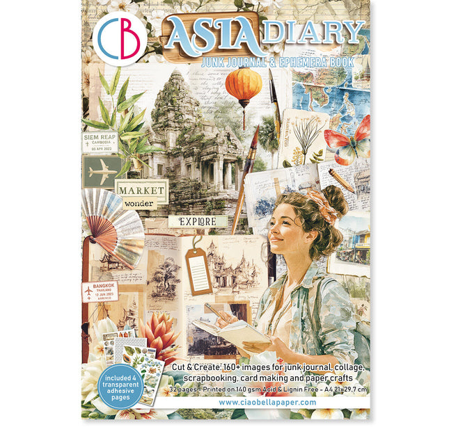 Ciao Bella - Asia Diary A4 Junk Journal & Ephemera Book 32/Pkg