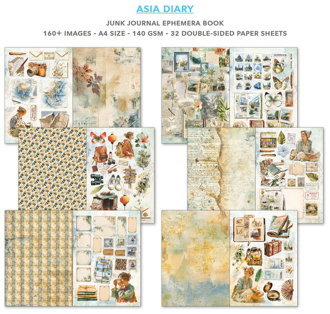Ciao Bella - Asia Diary A4 Junk Journal & Ephemera Book 32/Pkg
