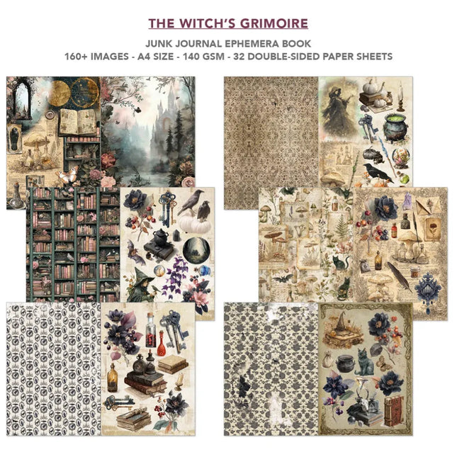 Ciao Bella - The Witch's Grimoire A4 Junk Journal Ephemera Book 32/Pkg