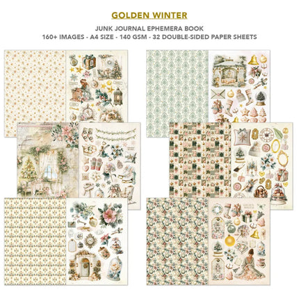 Ciao Bella - Golden Winter A4 Junk Journal Ephemera Book 32/Pkg