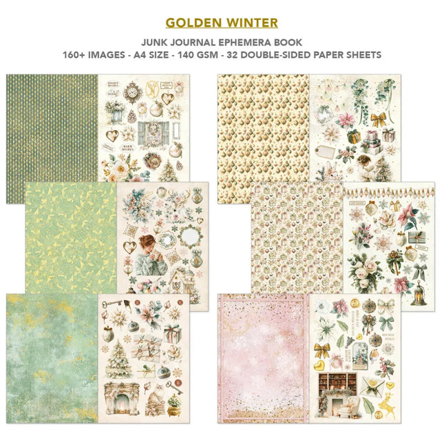 Ciao Bella - Golden Winter A4 Junk Journal Ephemera Book 32/Pkg