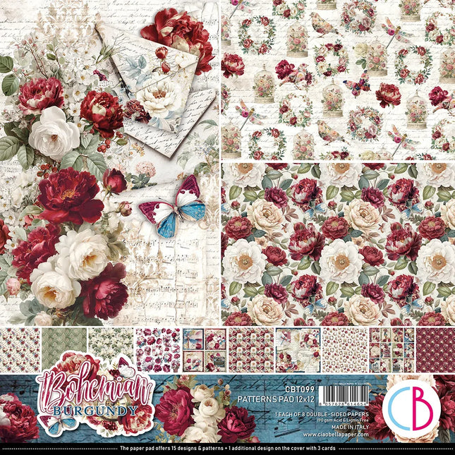 Ciao Bella - Bohemian Burgundy - 12x12 Pattern Pad (8pk)