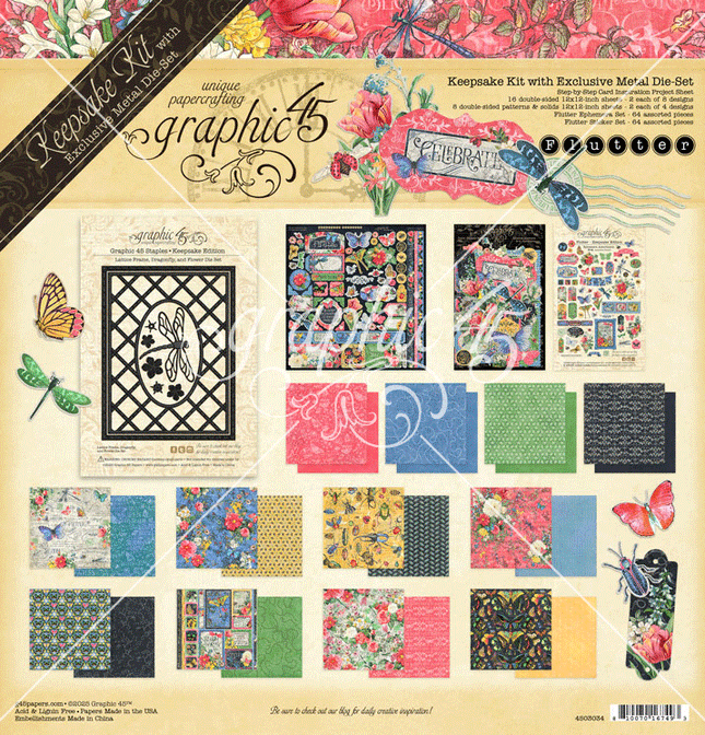 Graphic 45 - Flutter — Keepsake Kit with Exclusive Metal Die-Set