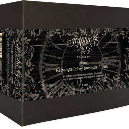 Graphic 45 - Staples - Rectangle Policy Envelope Album — Black