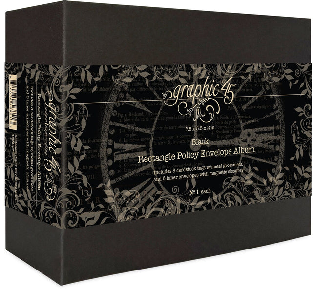 Graphic 45 - Staples - Rectangle Policy Envelope Album — Black