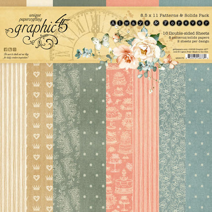 Graphic 45 - Always & Forever - 8.5x11 Patterns & Solids Pack