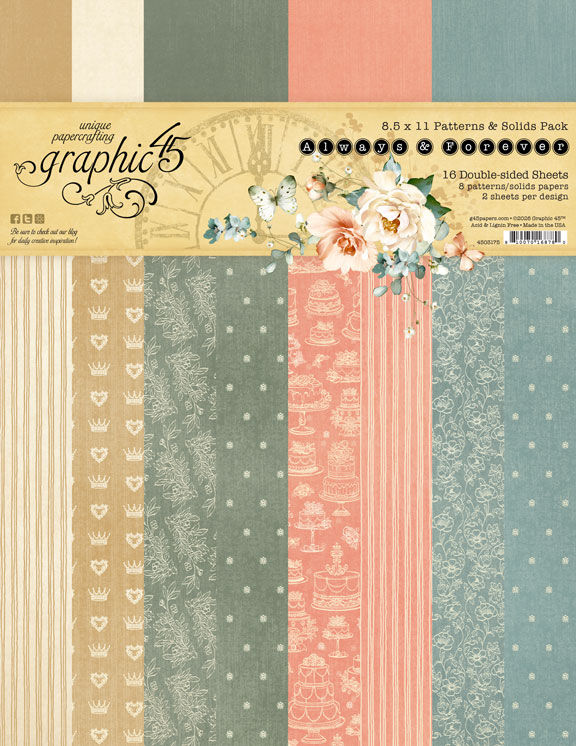Graphic 45 - Always & Forever - 8.5x11 Patterns & Solids Pack