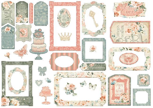 Graphic 45 - Always & Forever - Chipboard Tags & Frames