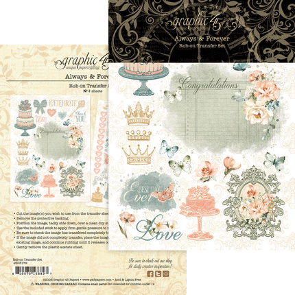 Graphic 45 - Always & Forever - Rub-On Transfers