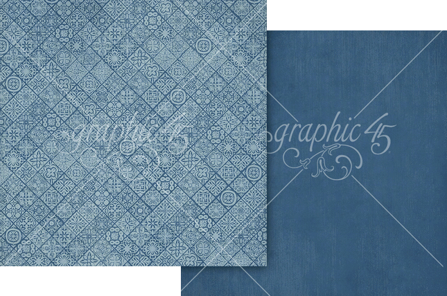 Graphic 45 - Scenic Route - Ultramarine Blue Patterm & Solid Sheet