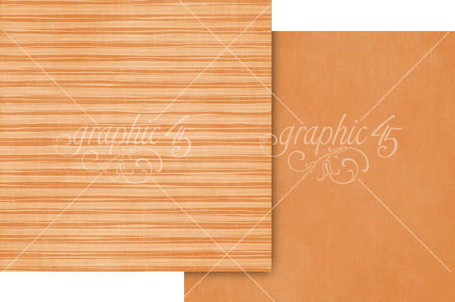 Graphic 45 - Scenic Route - Vibrant Orange Patterm & Solid Sheet