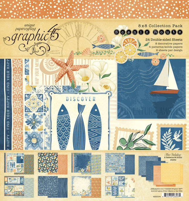 Graphic 45 - Scenic Route - 8x8 Collection Pack