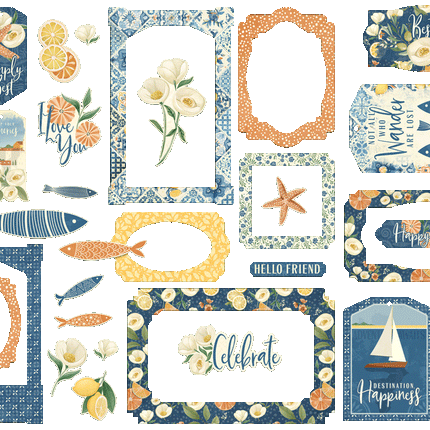 Graphic 45 - Scenic Route - Chipboard Tags & Frames
