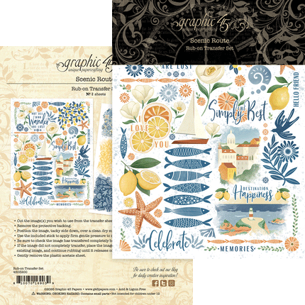 Graphic 45 - Scenic Route - Rub-On Transfers