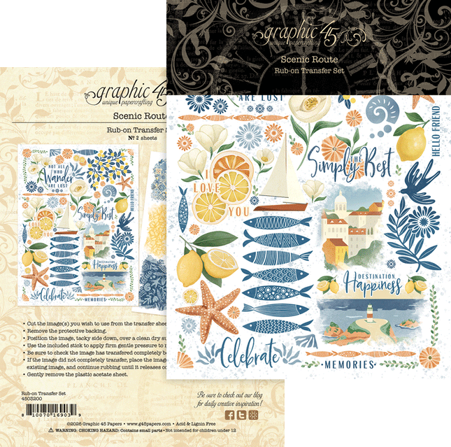 Graphic 45 - Scenic Route - Rub-On Transfers