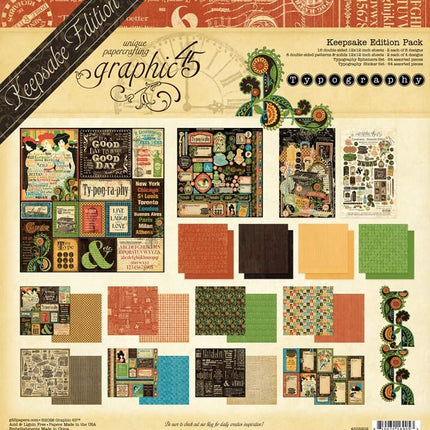 Graphic 45 - Typography — Keepsake Kit with Exclusive Metal Die-Set