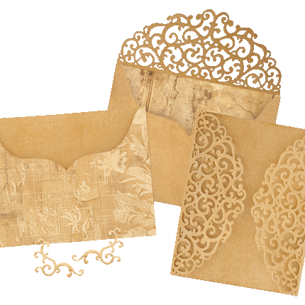 Graphic 45 - Staples - Ornate Gatefold, Envelope & Pocket Die Set