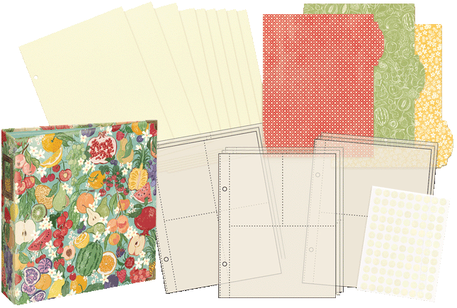 Graphic 45 - Staples - Fruit & Floral Binder Album with Pocket Pages