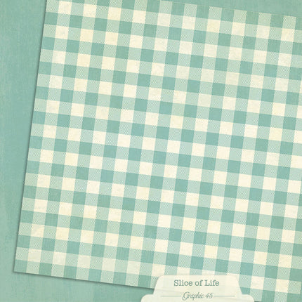 Graphic 45 - Slice of Life - Capri Blue Pattern & Solid Sheet