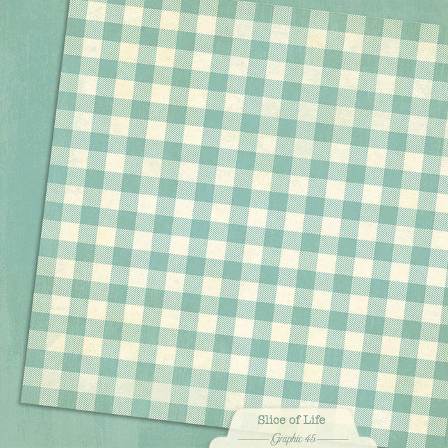 Graphic 45 - Slice of Life - Capri Blue Pattern & Solid Sheet