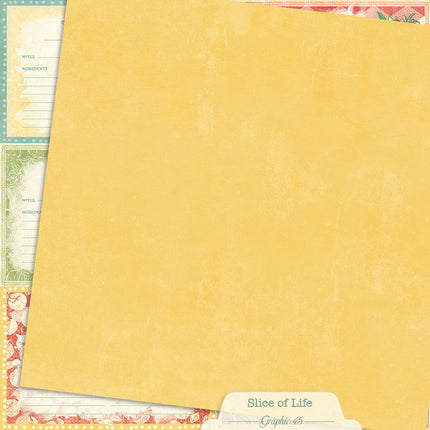 Graphic 45 - Slice of Life - Recipe Card Cut-apart Pattern & Solid Sheet