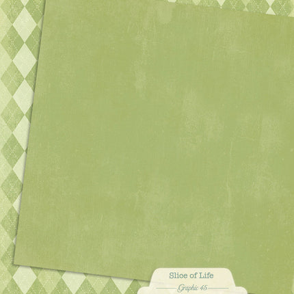 Graphic 45 - Slice of Life - Green Apple Pattern & Solid Sheet
