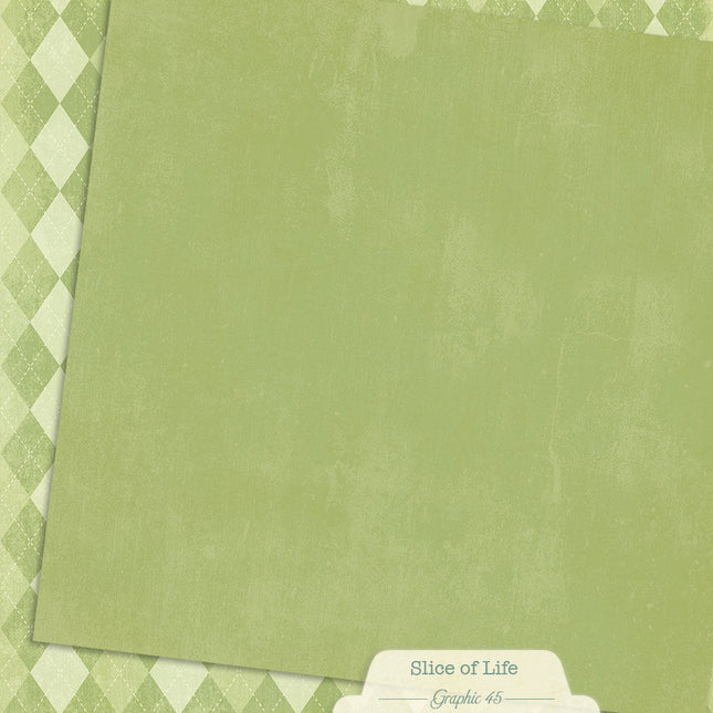 Graphic 45 - Slice of Life - Green Apple Pattern & Solid Sheet