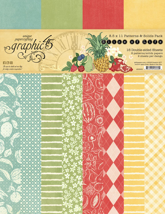 Graphic 45 - Slice of Life - 8.5x11 Patterns & Solids Pack