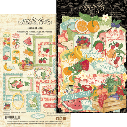 Graphic 45 - Slice of Life - Chipboard Tags & Frames