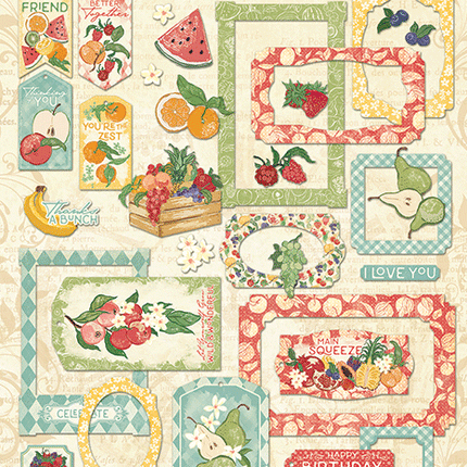 Graphic 45 - Slice of Life - Chipboard Tags & Frames
