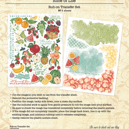 Graphic 45 - Slice of Life - Rub-On Transfers