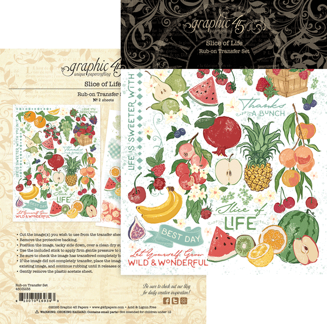 Graphic 45 - Slice of Life - Rub-On Transfers