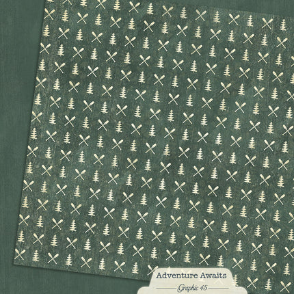 Graphic 45 - Adventure Awaits - Evergreen Pattern & Solid Sheet
