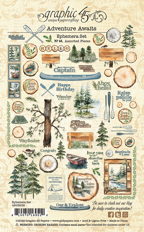 Graphic 45 - Adventure Awaits - Ephemera Assortment
