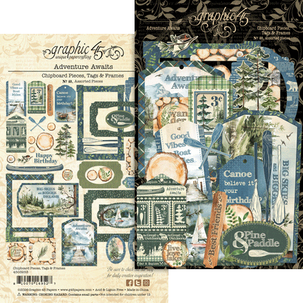 Graphic 45 - Adventure Awaits - Chipboard Tags & Frames