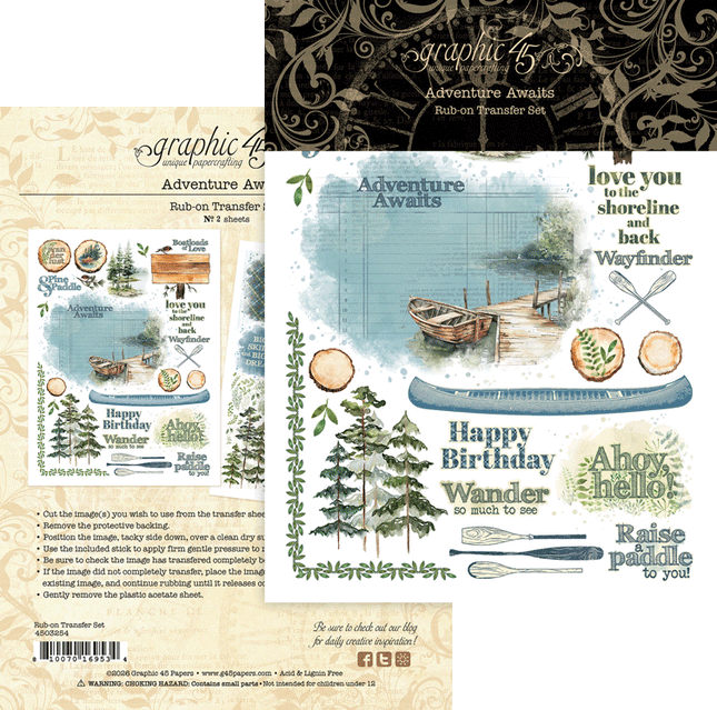 Graphic 45 -Adventure Awaits - Rub-On Transfers